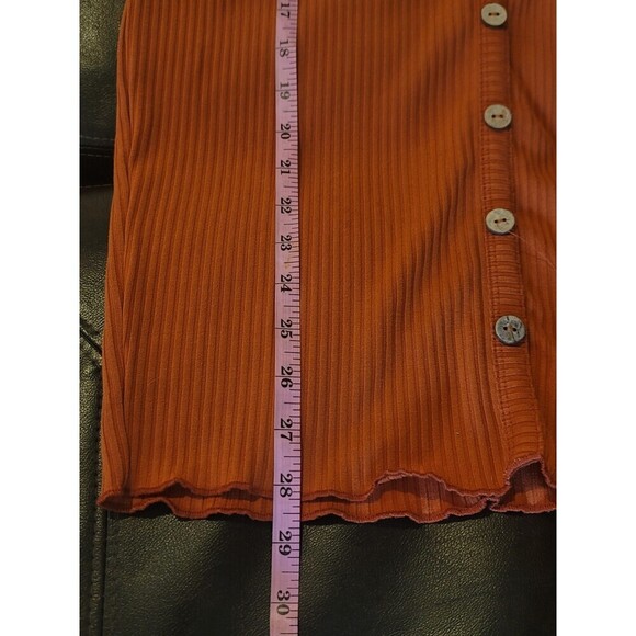 Rust Orange Ribbed Off-Shoulder Bodycon Mini Dress Size Large - Picture 7 of 10